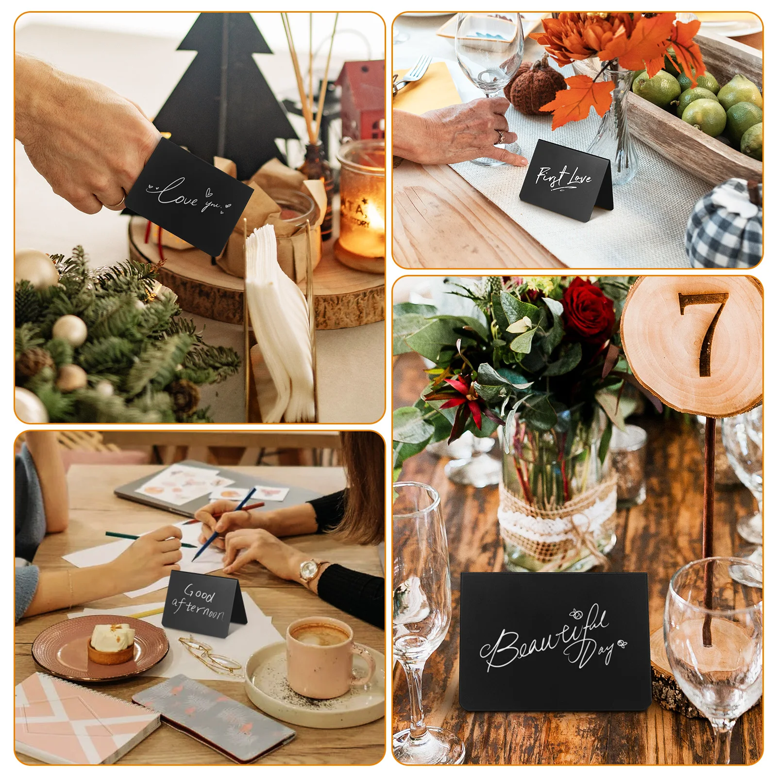 

20 Pcs Blackboard + A-type Pen Cleaning Cloth Mini Tabletop Chalkboard Sign Kitchen Notes Labels Signage Signs