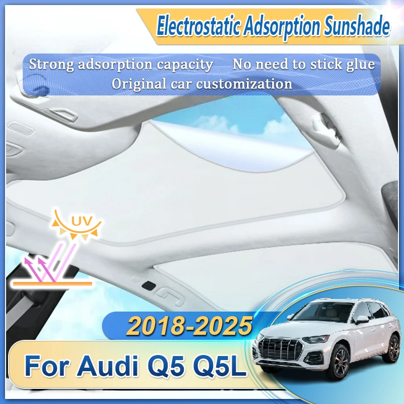 

Автомобильный солнцезащитный козырек на крышу для Audi Q5 Q5L 2018-2025 2021 2022 2023, электростатическая адсорбция, солнцезащитные козырьки на крыше, автоаксессуары