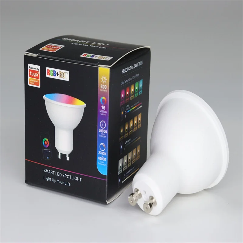 Tuya Smart Home WIFI Bluetooth LED lampadina controllo vocale? Lampada a luce notturna 5W GU10 RGBCW funziona con Alexa Google Home compatibile