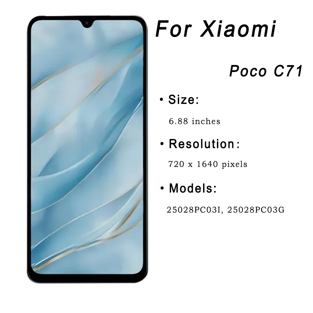 IPS LCD for Xiaomi Poco C71 Display Touch Screen Digitizer
