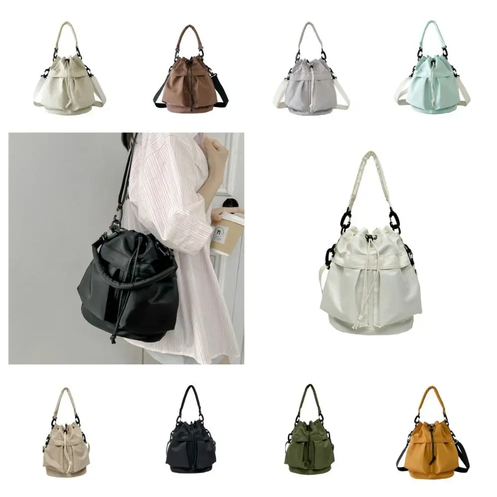 

Korean Style Swimming Nylon Crossbody Bag Large Capacity Nylon Drawstring Fitness Bag Solid Color Niche Design Bucket Bag