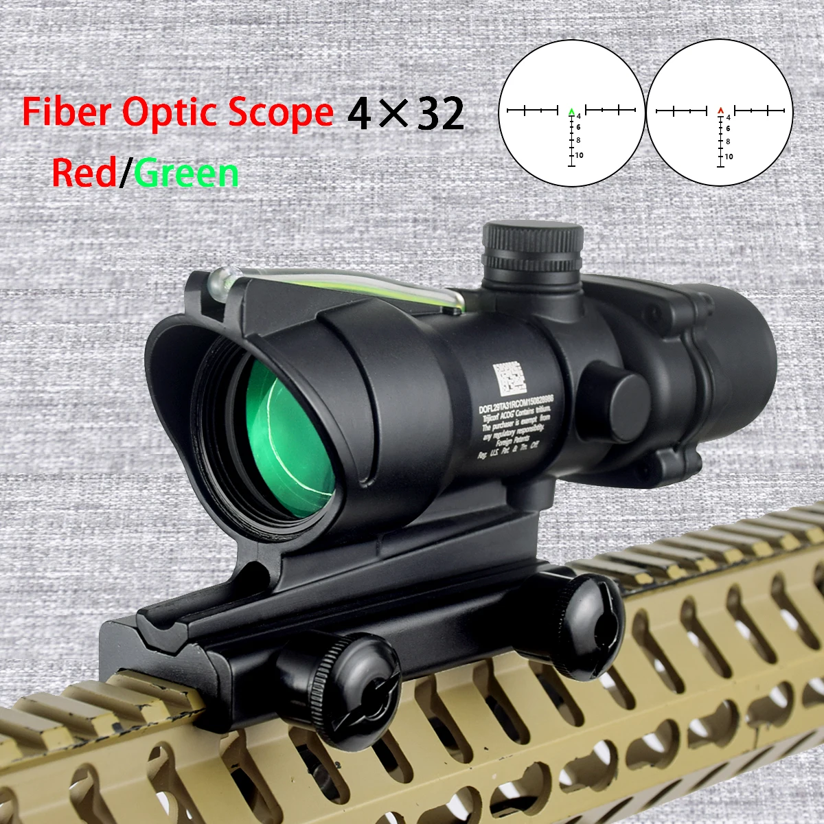 Trijicon-Real Fiber Optics Rifle Scope, Red Green Dot, RMR Hunting Sight, Killflash Cover Cap, 186.G, Loupe 4X32 4X