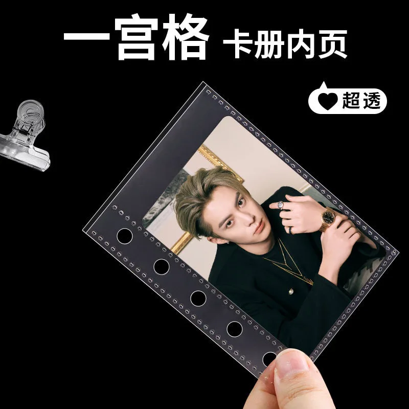 10pcs M5 Binder Sheet Refill 5 Rings Clear PP 3inch 1grid Pocket Loose Leaf Inner Page for Idol Photocard Holder Book