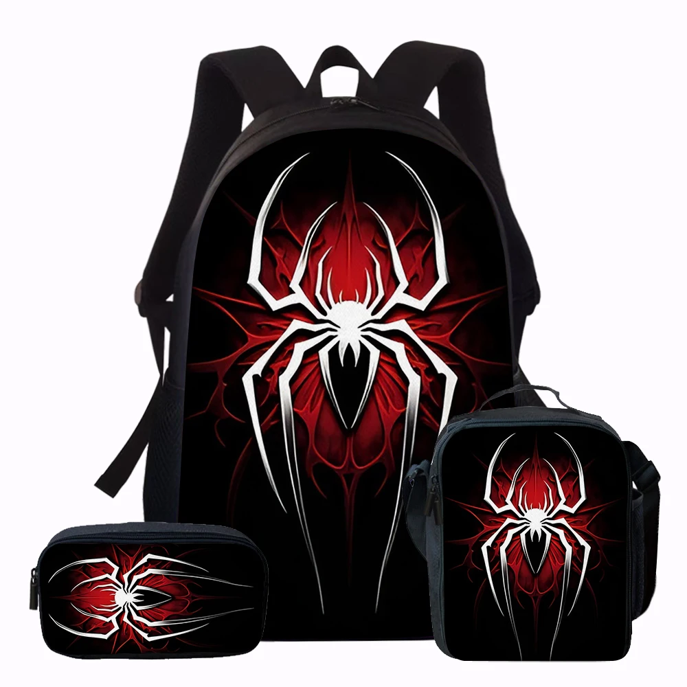

3PCS Spider Print Backpack Set | Large Capacity Casual Backpack with Matching Clutch & Tote Bag, Perfect for Daily Use