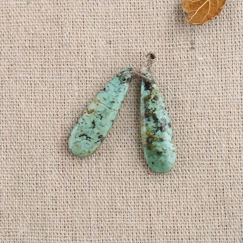 B&F African Turquoise Earring Beads, Handmade Natural stones beads, Polished Stones for jewelry Making Supplies
