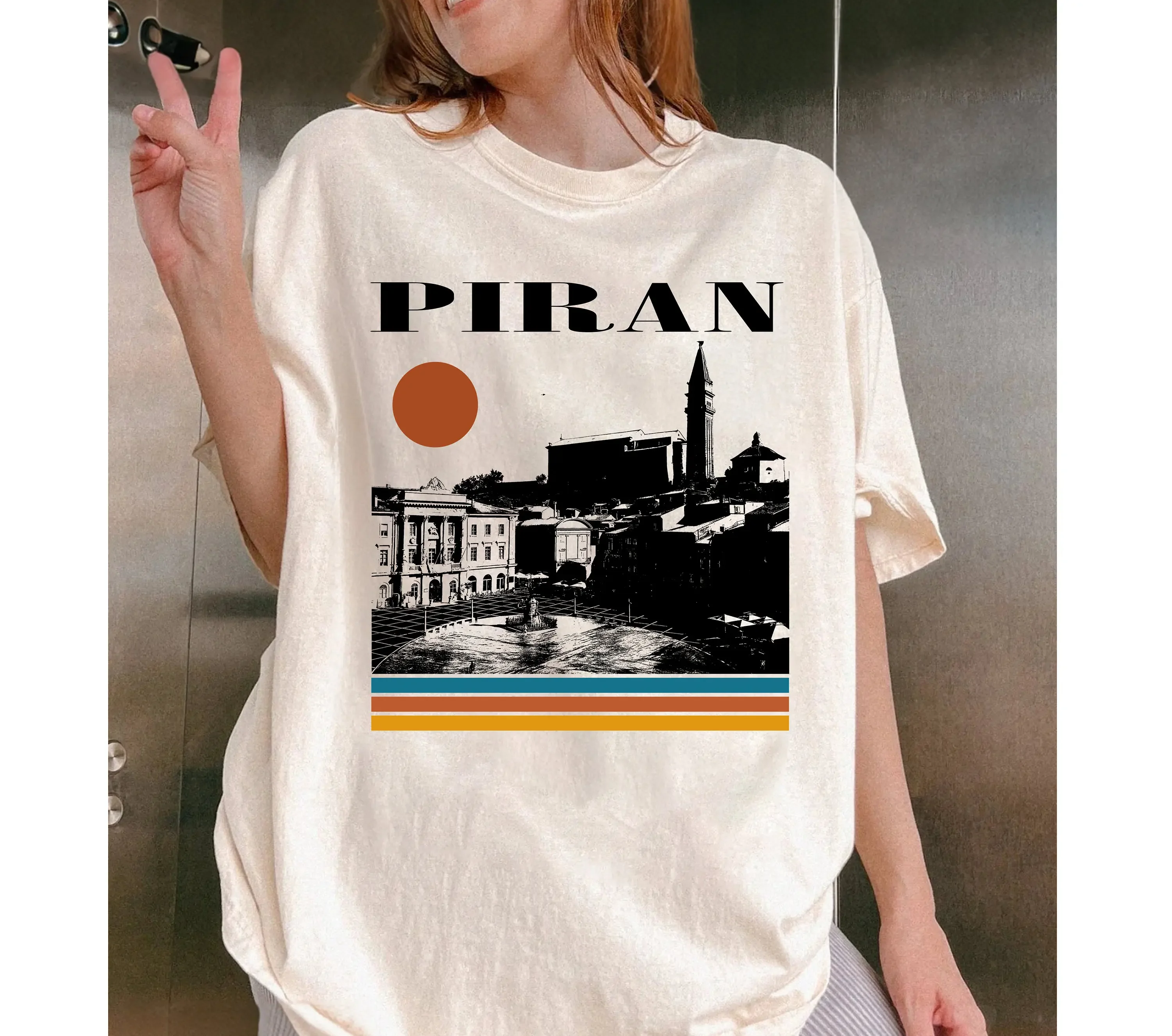 Piran T Shirt Slovenian Vintage Retro Travel MinimalisT