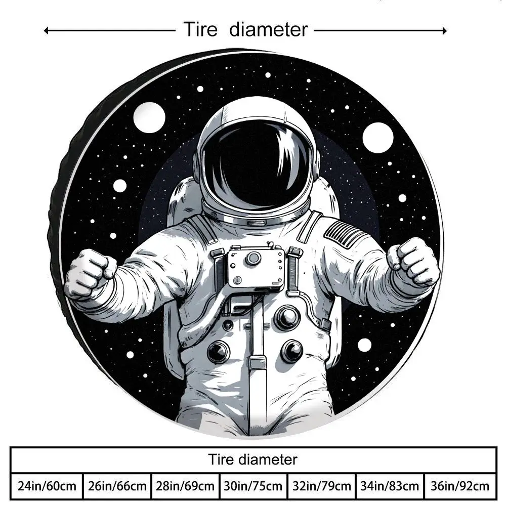 Space Astronaut Themed Tire Cover Made Of Polyester Fiber, Durable And UV Resistant, Featuring Creative Patterns For Car Tire Pr