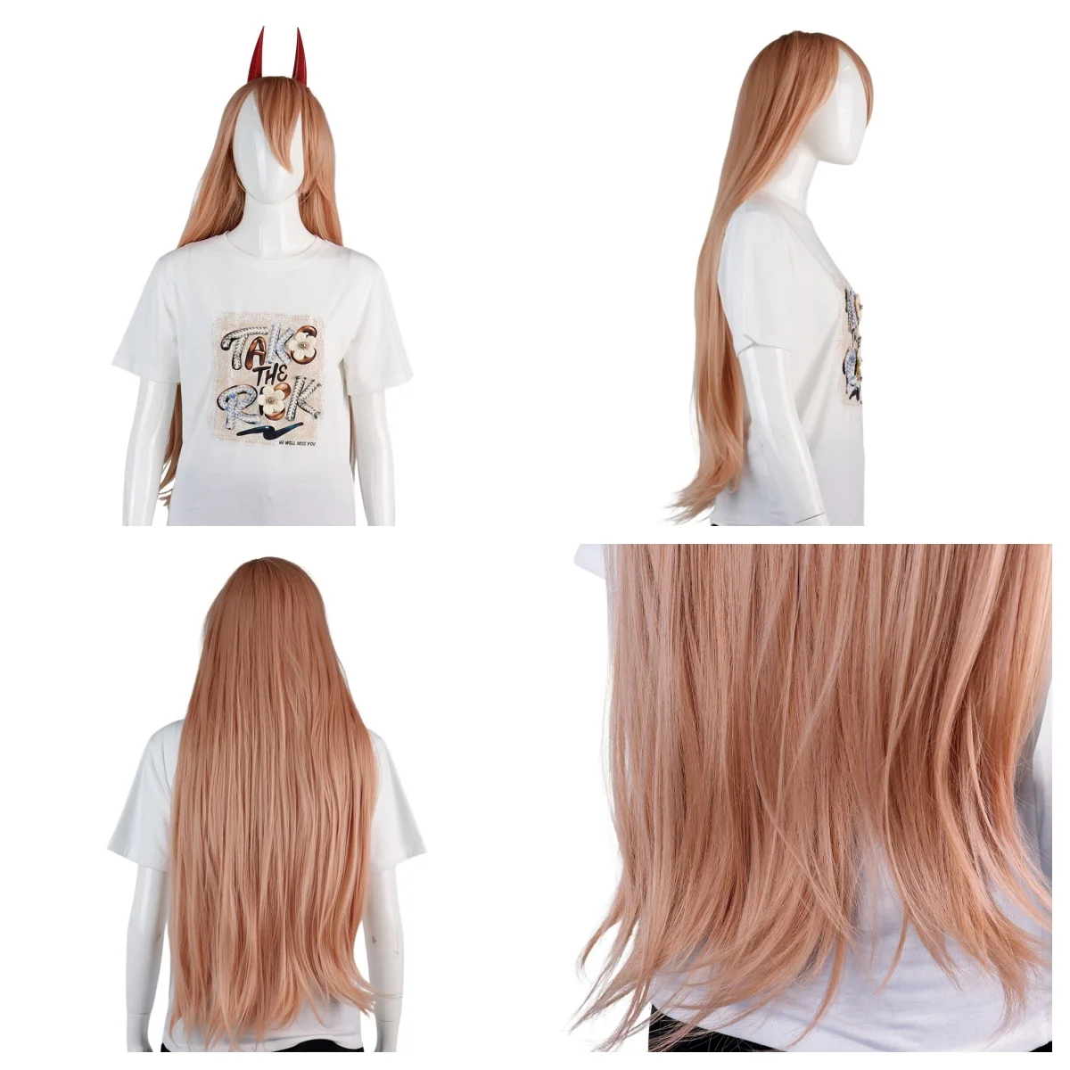 Halloween Chainsaw Man-Power Cosplay Wigs Orange Long Straight Hair For Women Japanese Comic-Con Costume Accessories Party Props