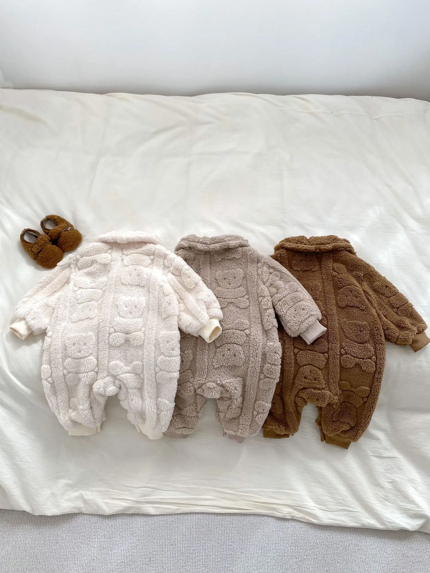 Winter Baby Rompers Casual Padded Homewear Clothing For Newborn Boys Girls Bodysuits & One-Pieces Bear Pocket Jumpsuit For Kids