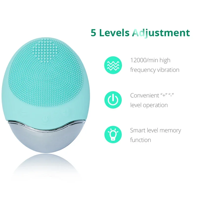 Electric Facial Cleansing Brush Massage Spa Skin Instrument Bamboo Charcoal Fibre Pore Cleaner Meter Cleaning Cleanser Tools