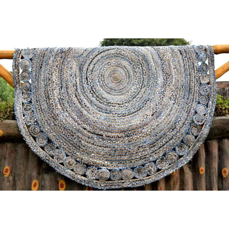 

Rug Jute & Denim Reversible Handmade Braided Carpet Modern Look Rustic Area Rugs