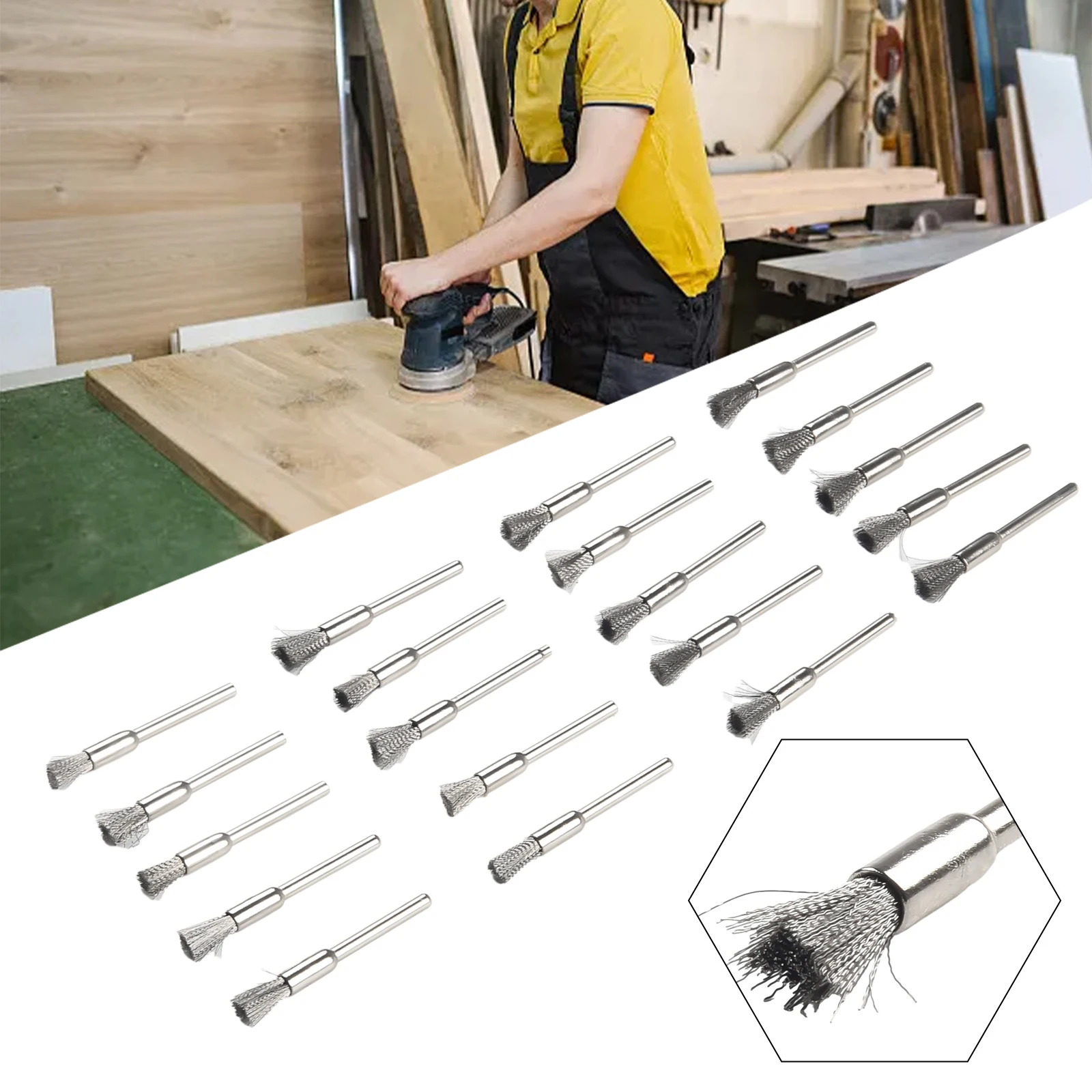 Set di spazzole in filo d'acciaio da 20 pezzi gambo da 3mm per strumenti di lucidatura rotanti in metallo accessori di ricambio per utensili elettrici fai da te per la casa