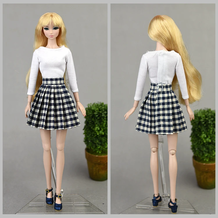 doll dress and shirt / grid skirt / Autumn Wear Clothing For 30cm BJD Xinyi Barbie Blythe FR ST Doll clothes