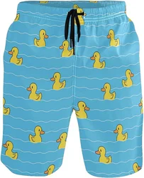 Fashion Summer 3D Printed Cute Animal Yellow Rubber Duck Beach Shorts Men Funny Streetwear Swimming Trunks Kid Board Shorts Pant