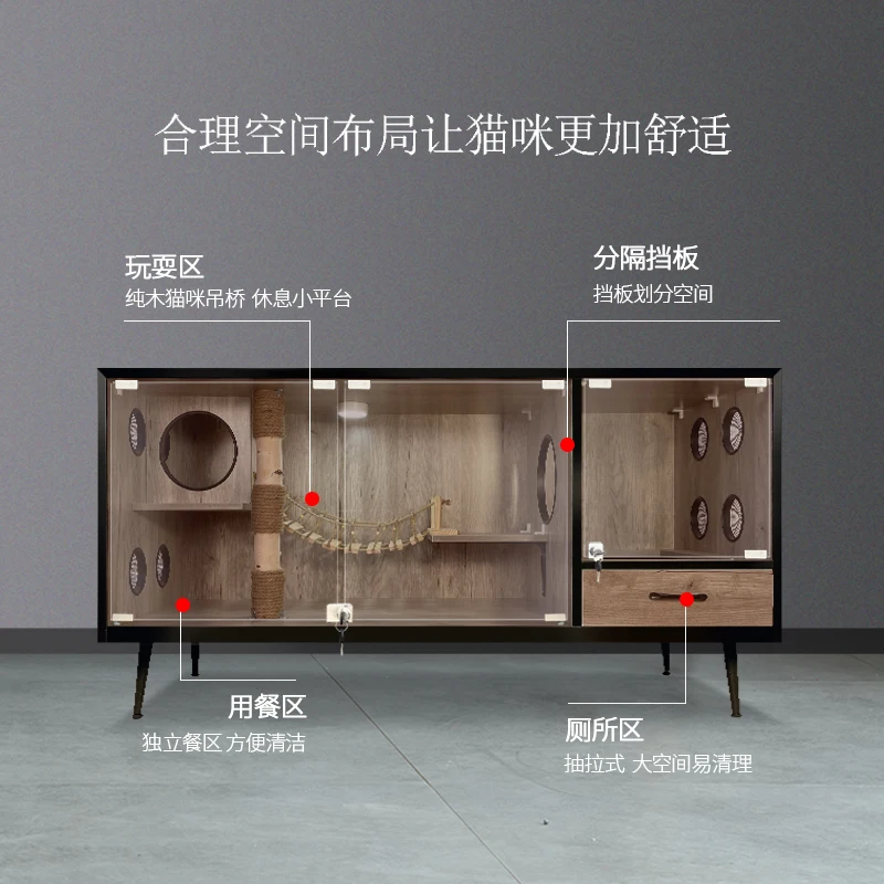 Original luxury cat nest solid wood villa four seasons universal delivery room cabinet rabbit cage meerkat house home