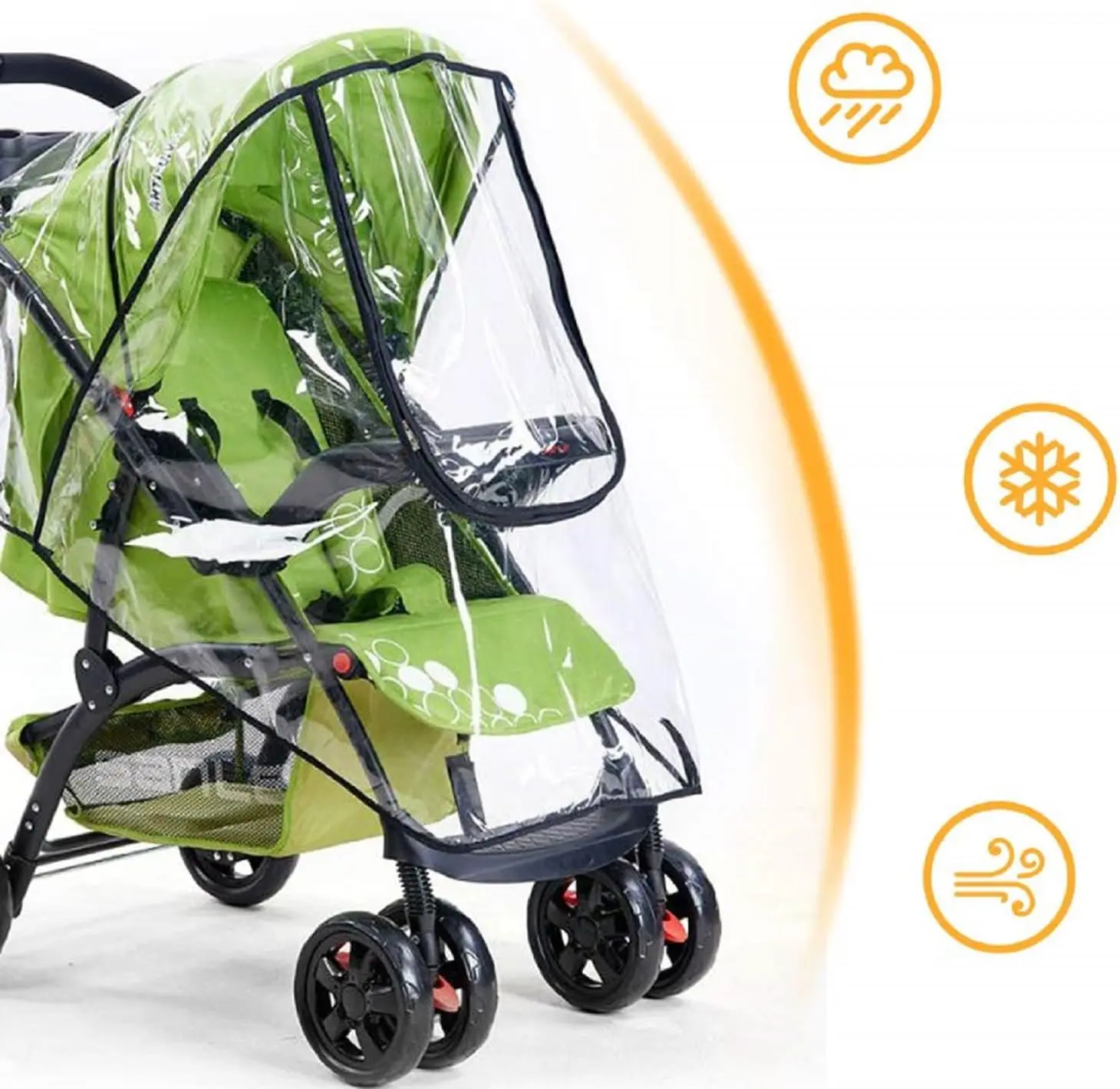 Baby Stroller Rain Cover, Universal Travel Weather Shield Breathable Baby Stroller Rain Cover for Windproof, Waterproof
