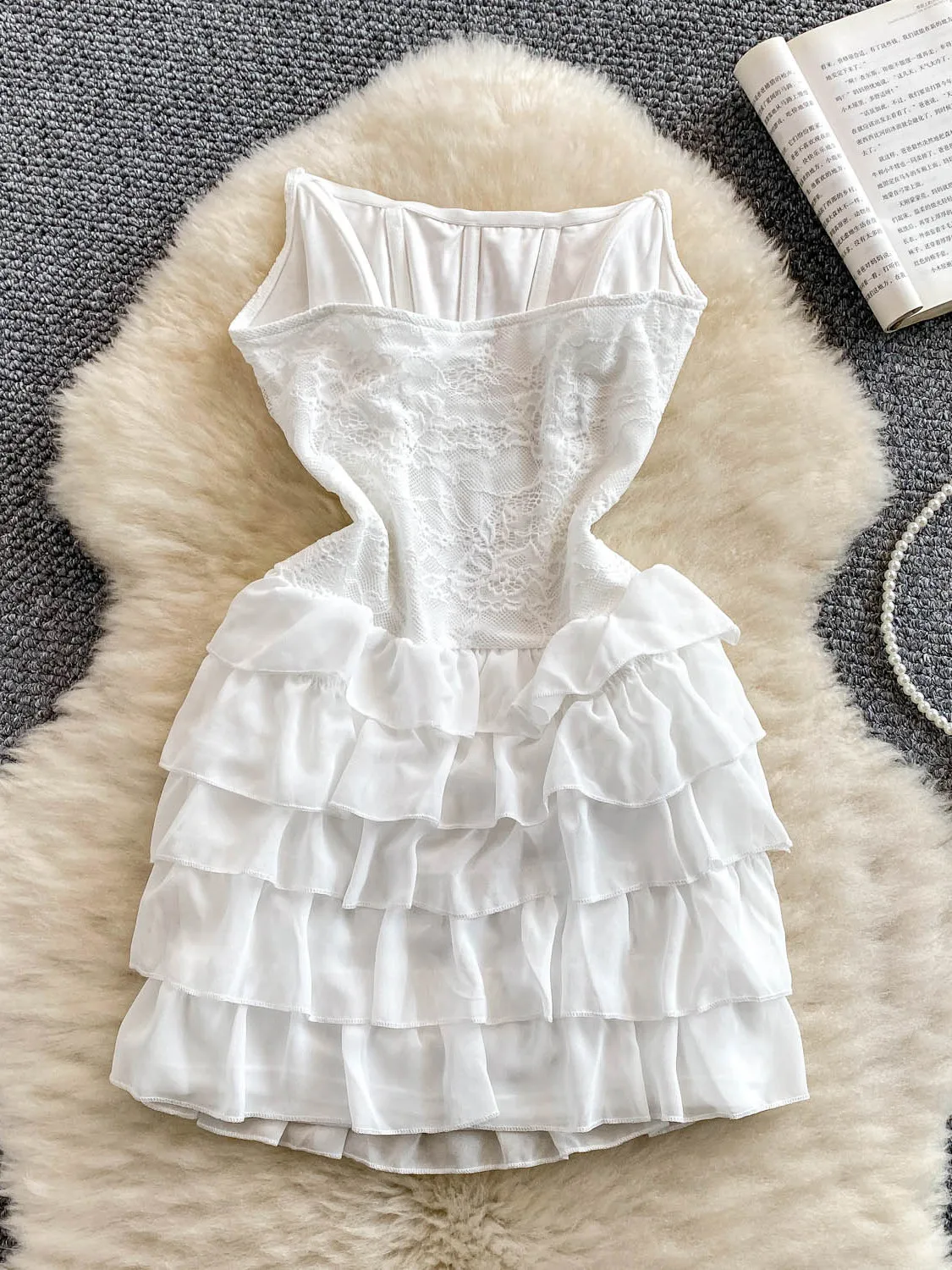 Vestido de Verão F com Cintura Ajustada em Estilo de Saia em Camadas, Respirável e gável à Pele, Modelo A-line