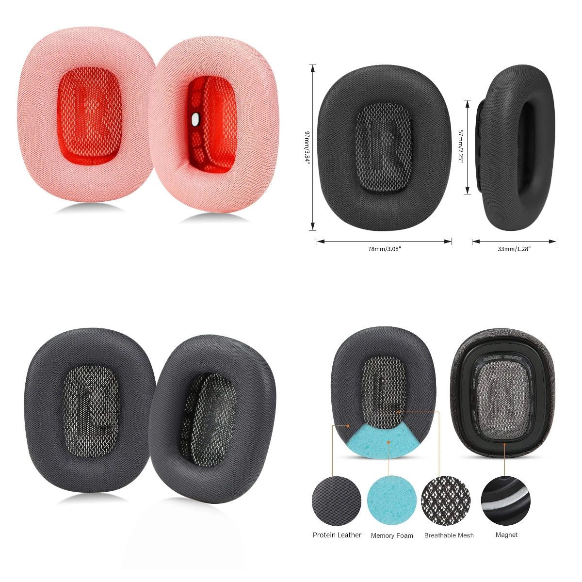 

1 Pair original Ear Pads Replacementfor Apple AirPods Max Headphone Headset EarPads foam Ear Pads pillow Cushion Cover