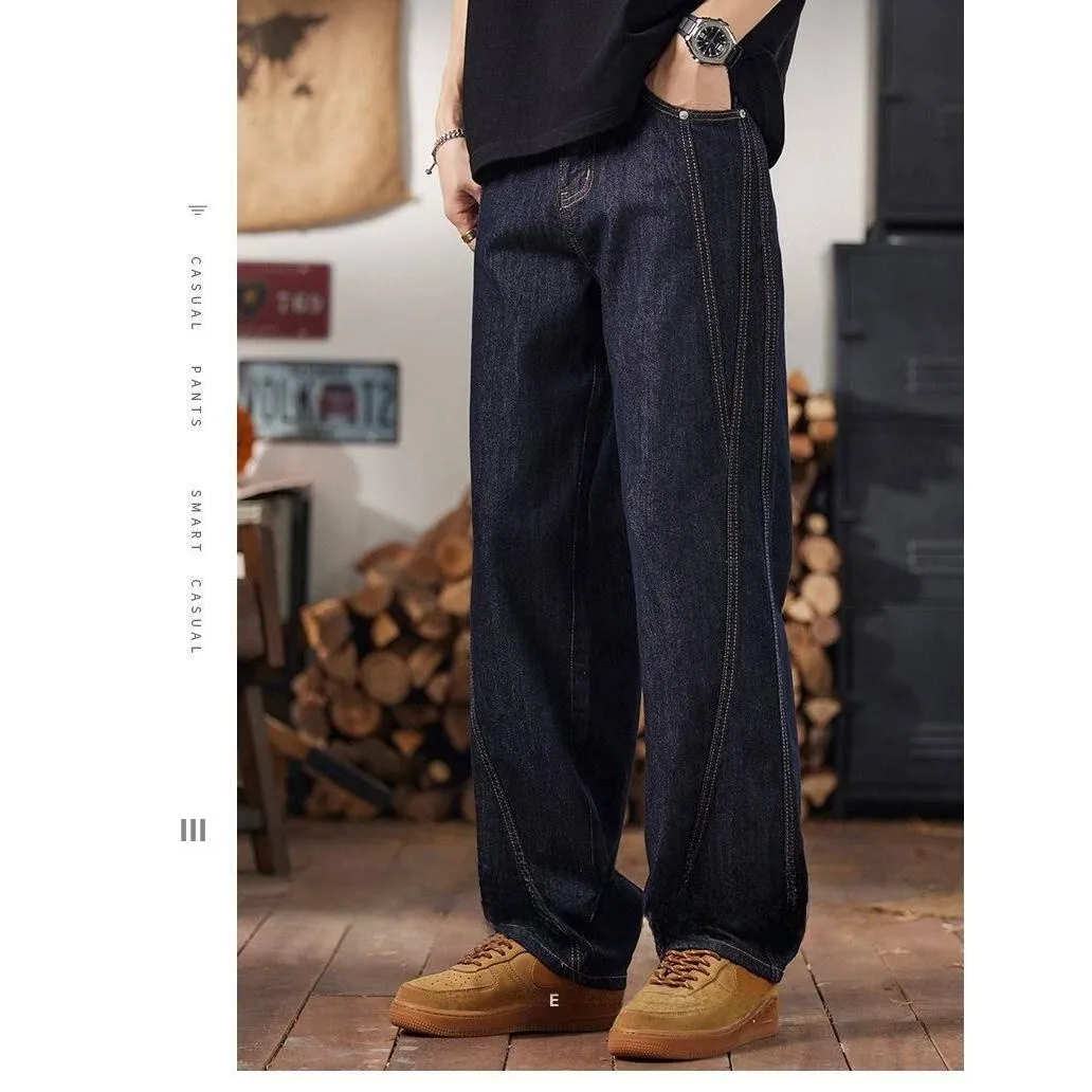 

Hong Kong Sle Hip Hop Men's Jeans Trendy Letter Print High Waist Cotton Polyester Blend Spring Summer Faionable Long Trou...