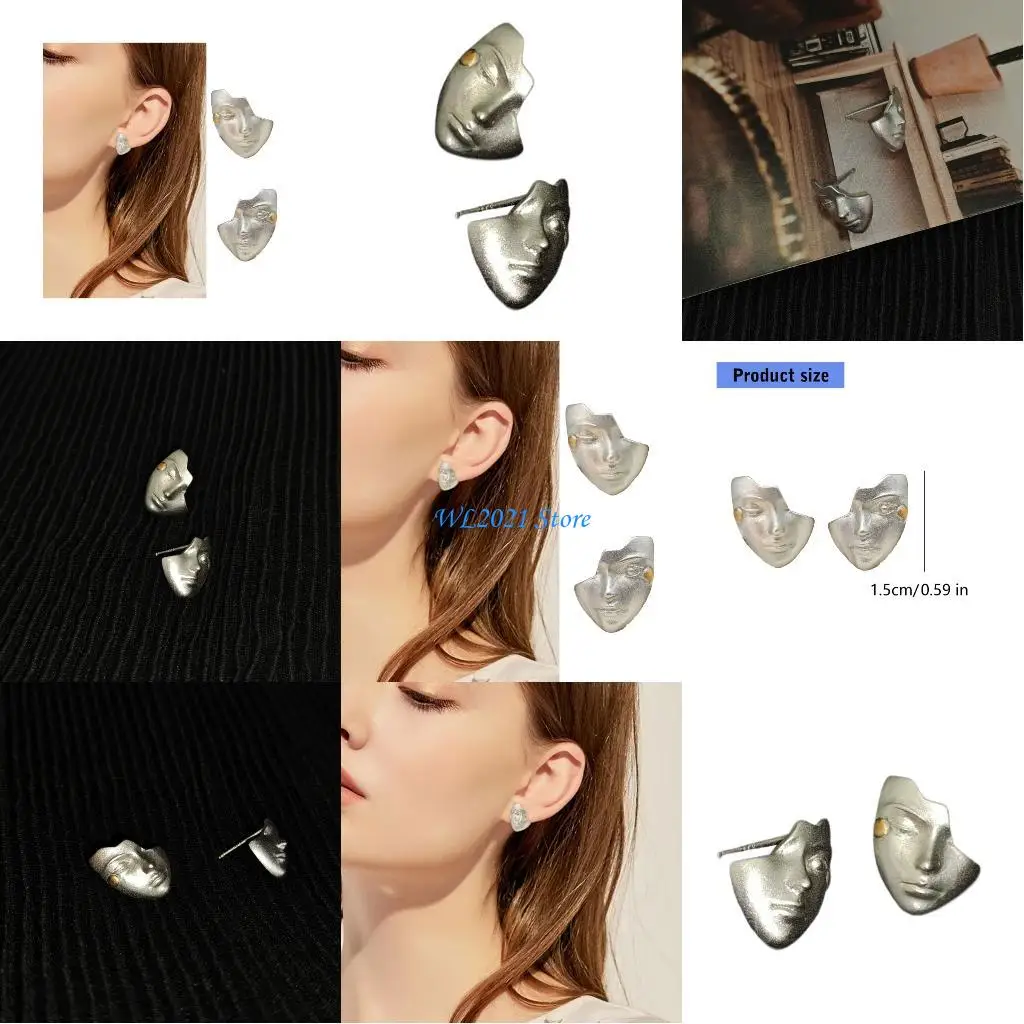 

G5GC Mask Face Studs Earrings Easy Maintenance Everyday Wear for Fashion Women