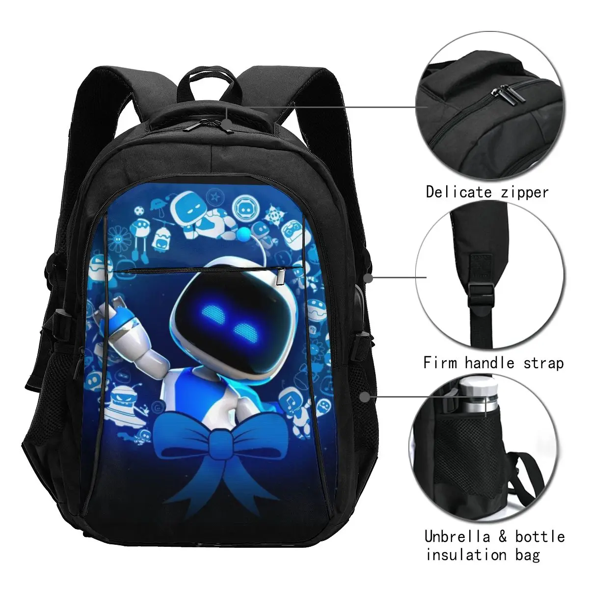 Cartoon ASTRO BOT Travel Laptop Backpack, Business Water Resistant Laptop Backpack with USB Charging Port, College Bag