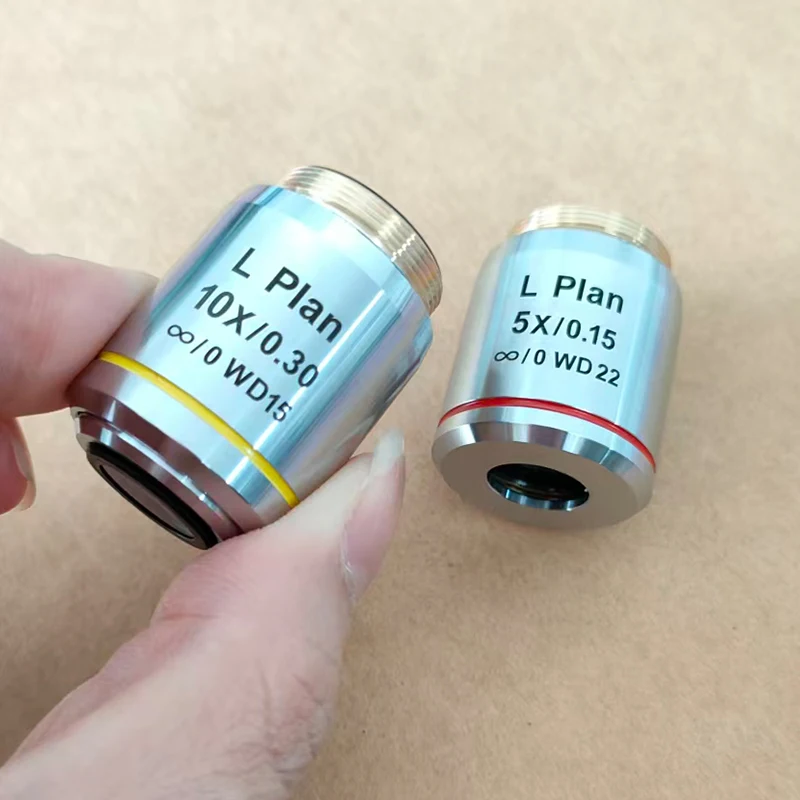 5X 10X Plan Infinity Long Working Distance Microscope Objective Lens for Biological Microscope Lens Parts RMS 20.2mm