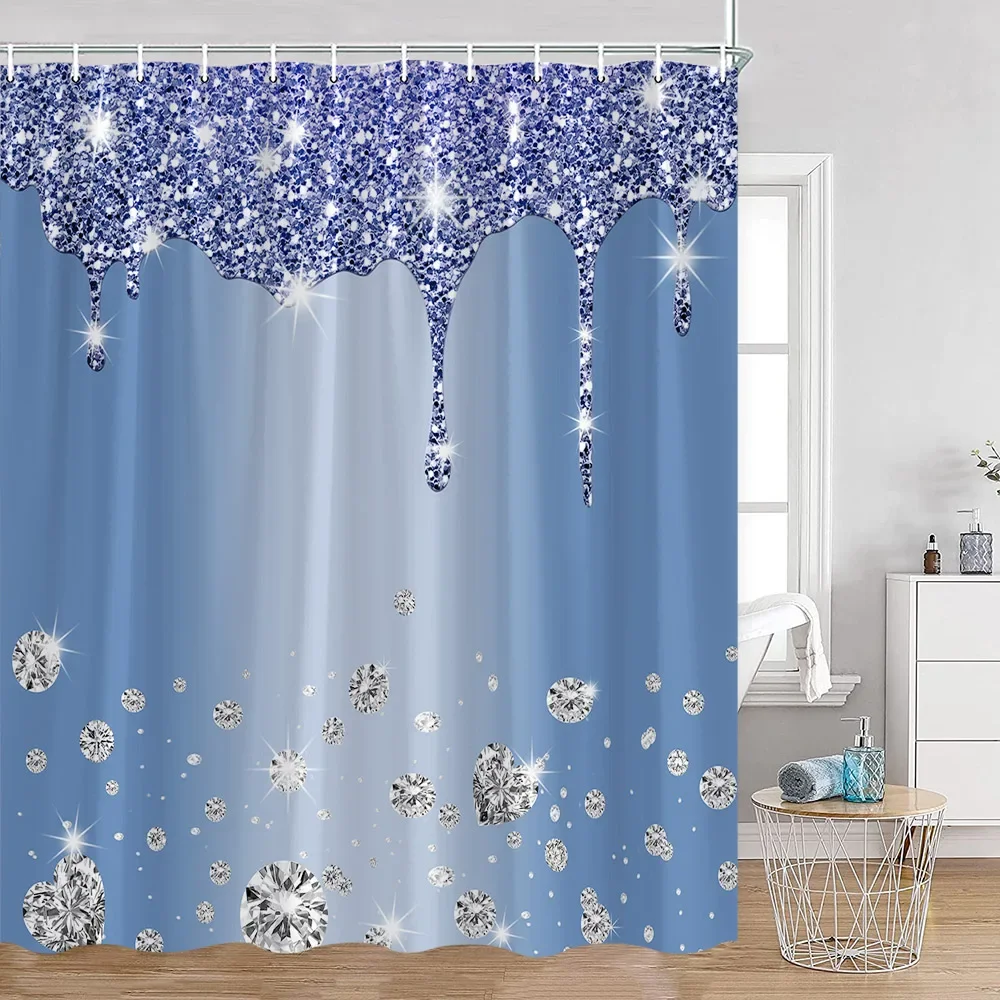 Glitter Shower Curtains Dripping Glitter (No Sequin) Shining Diamond Elegant Bathroom Decorations Polyester Fabric Bath Curtain