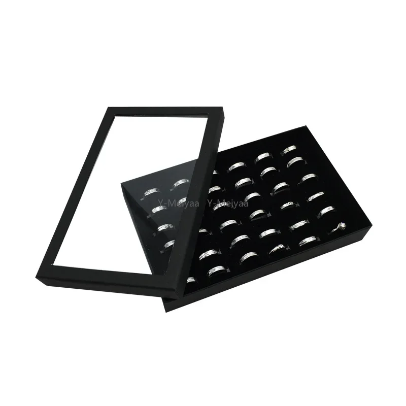 

36 Slot Rings Display Box Stand Metal Earrings Storage Box Storage Box with Transparent Cover Jewelry Display Cabinet