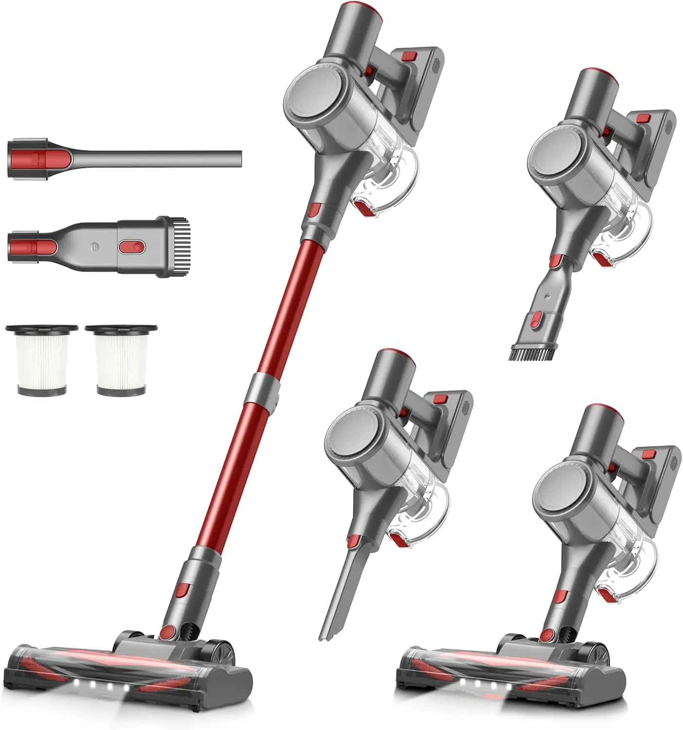 Cordless Vacuum Cleaner, 450W/40Kpa Suction, 50-Min Runtime, Anti-Tangle Brush, 1.5L Dust Cup for Pet Hair and Floors