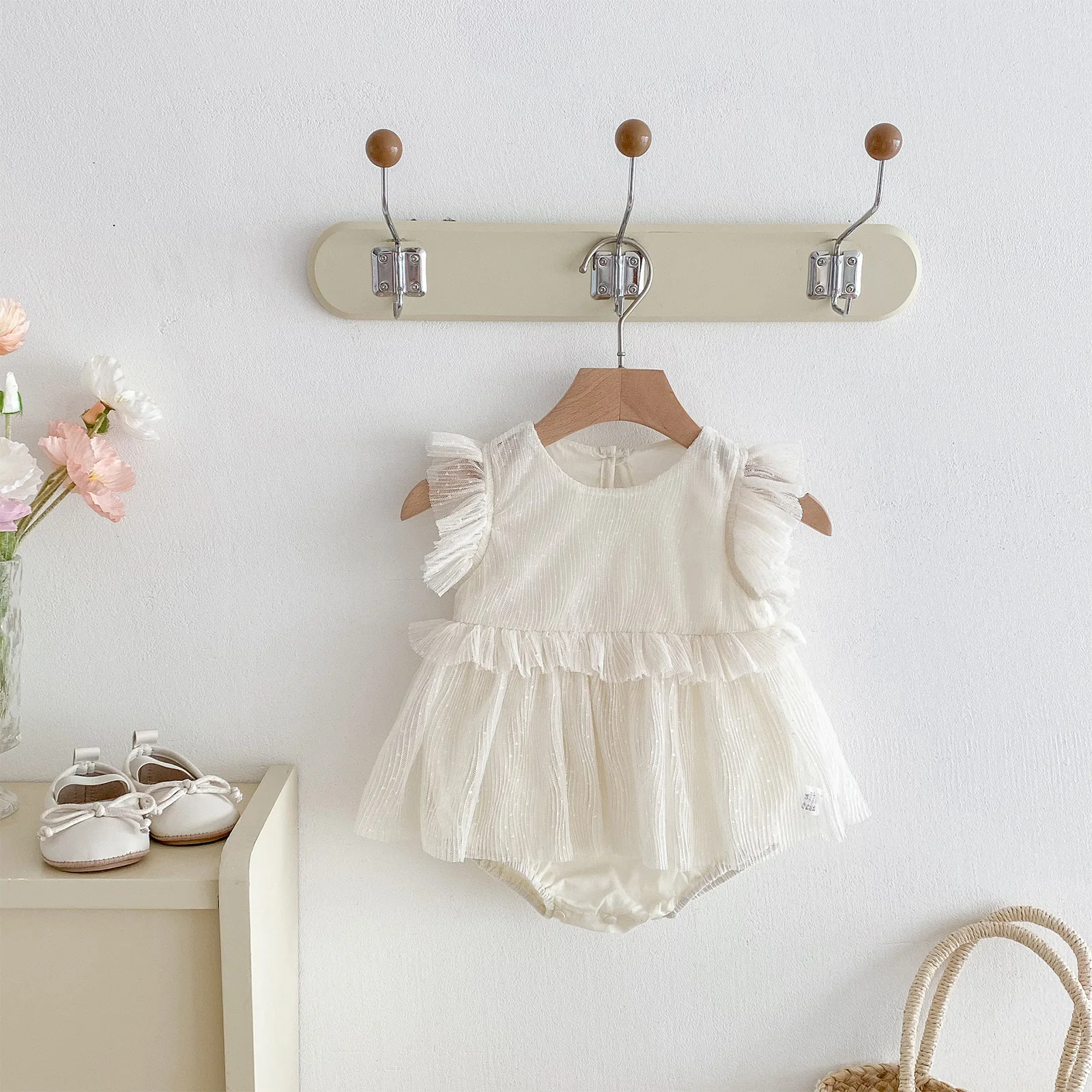 

Infant Baby Girls Cute Sleeveless Ruffle Tulle Romper Dress Summer Clothes for Holiday Birthday Party Baby Shower Photography