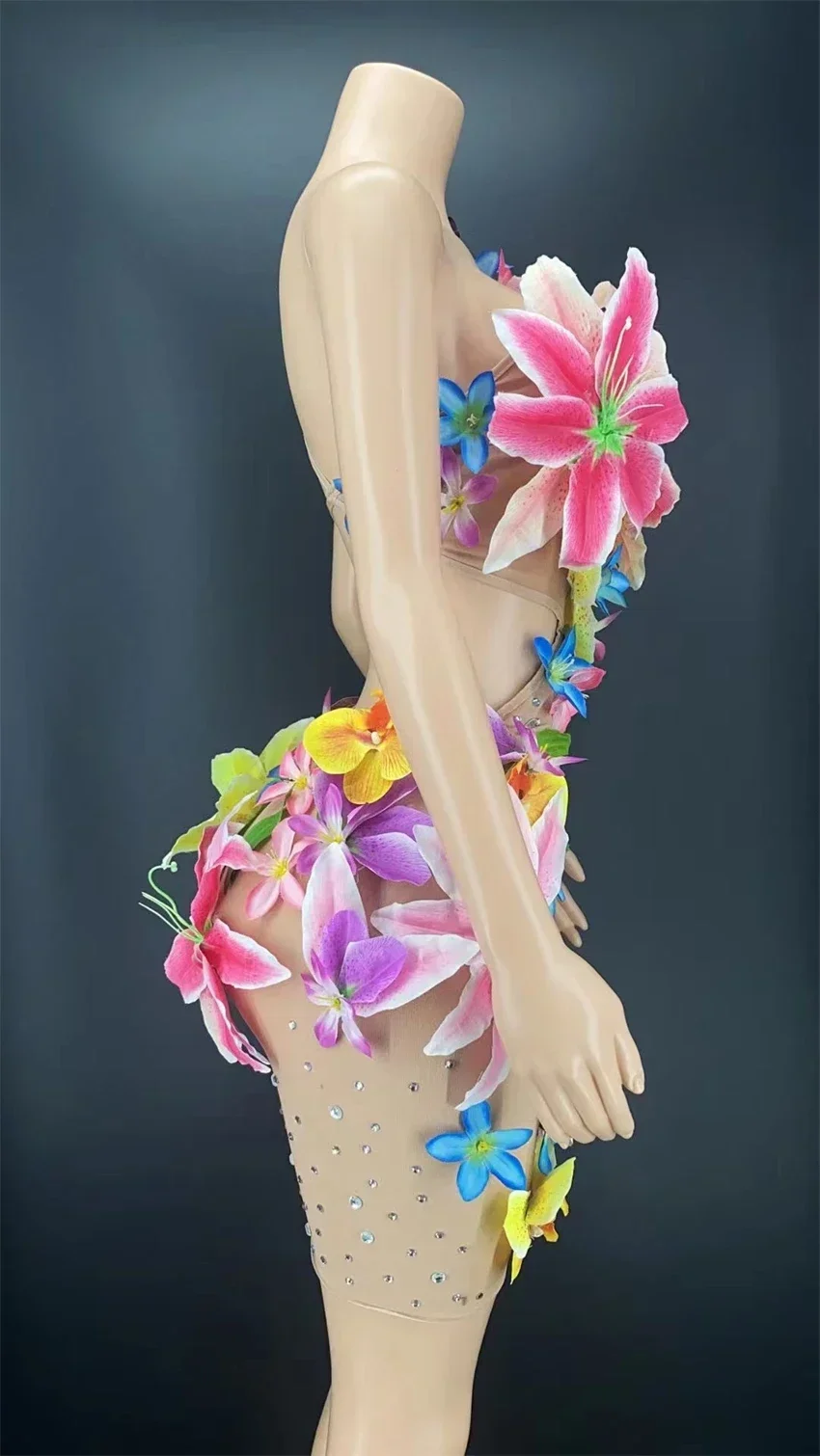Vestido de malla Hawaii Hula de verano para mujer, Mini traje corto sin mangas y espalda descubierta, ropa de playa transparente con diseño de flores grandes