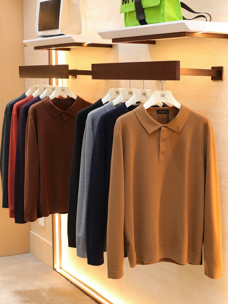 

Тепло и комфорт: Мужская вязаная рубашка с длинным рукавом из шерсти 480G, ветрозащитная, для осени и зимы, модная, повседневная, удобная посадка.