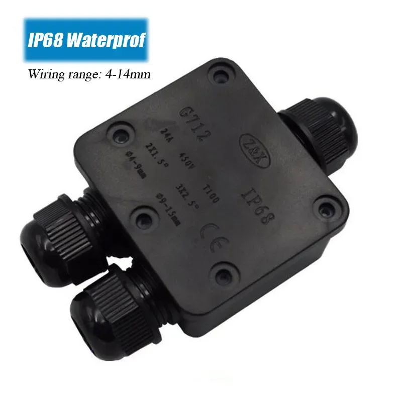 IP68 Waterproof 3 Way Junction Box Y Type 3pin 4-14mm Electrical Cable Wire Connectors 24A 450V External Electrical Terminals