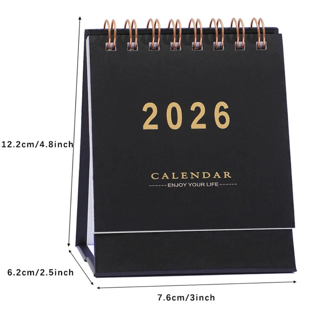 

Month Date Display 2026 Small Desk Calendar Solid Color Coil Binding Horse Year Calendar Simple English Standing Flip Calenda