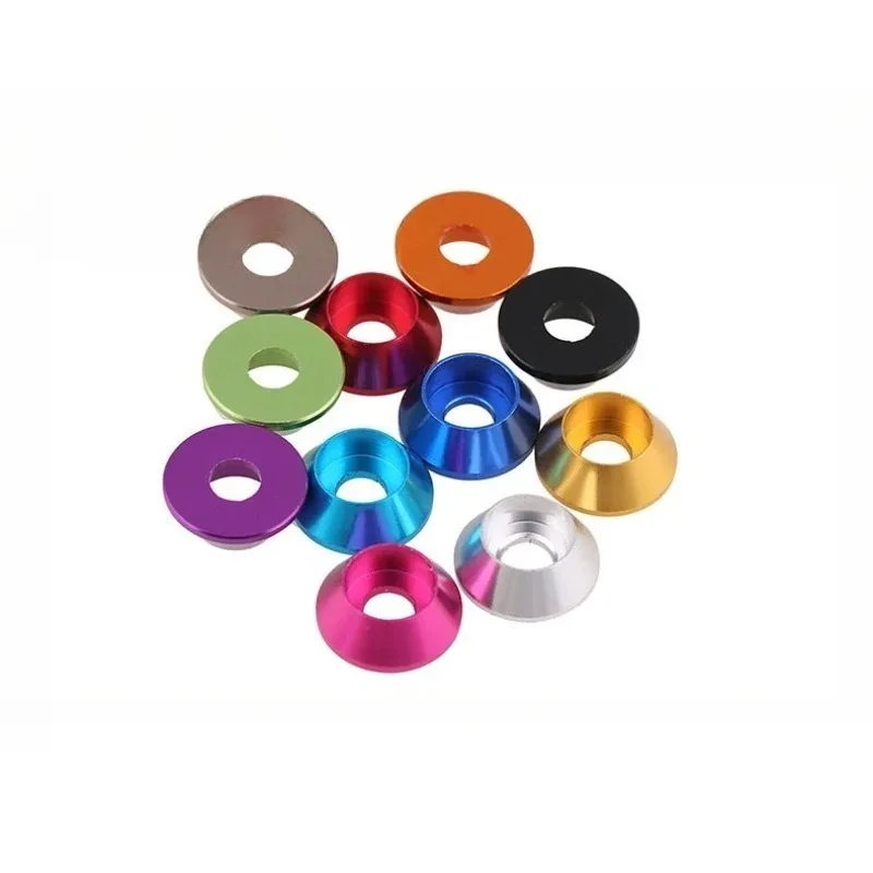 10/20/30PCS Colored Aluminum Alloy Conical Cover Washer M2 M2.5 M3 M4 M5 M6 M8 Cylindrical Head Cup Head Hexagon Screw Washer