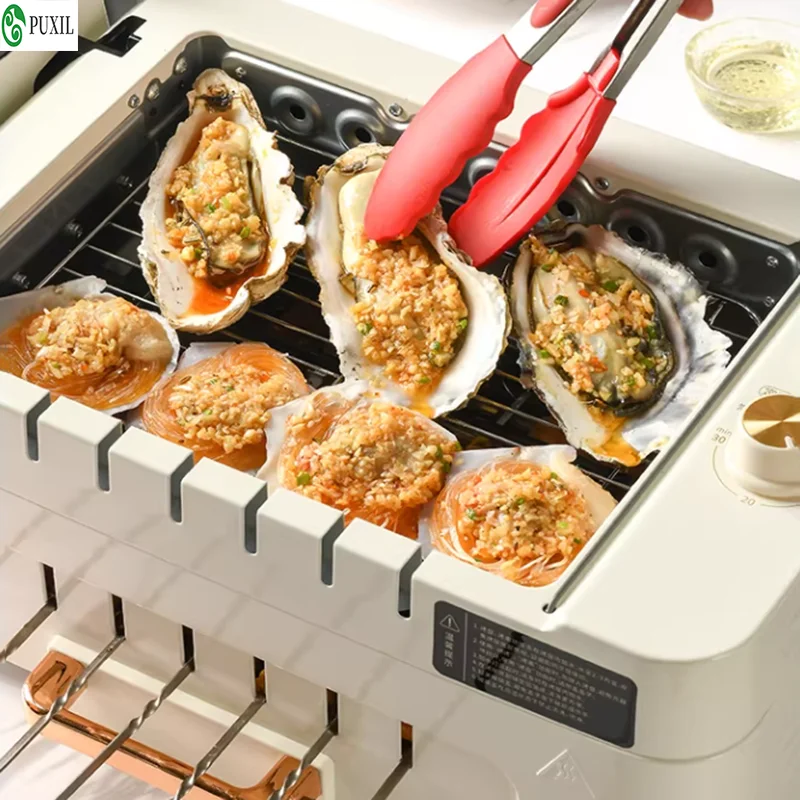 2-layer electric barbecue grill, automatic rotating lamb skewer grill, indoor smoke-free barbecue grill, non stick frying pan