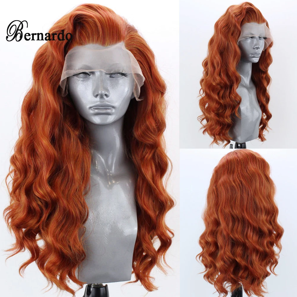 Pelucas de jengibre Bernardo para mujer, peluca con malla frontal sintética, pelucas de colores prearrancadas, pelo sintético, peluca de encaje rojo gris plateado