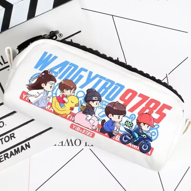 Wang Yibo Figure Cute Pencil Case Bo Jun Yi Xiao Cosplay Cartoon Student Pencil Bags Storage Bags Stationery Office Supplies