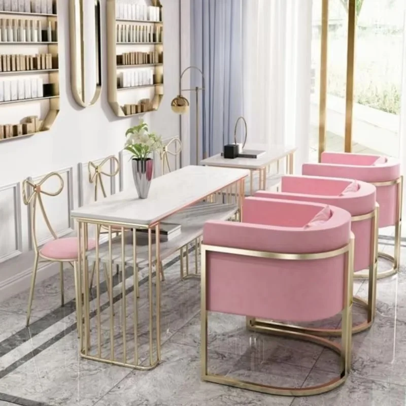 Accesorios simples De Metal, diseño De salón nórdico, mesa De manicura moderna, muebles De manicura especiales De lujo HD50ZJ