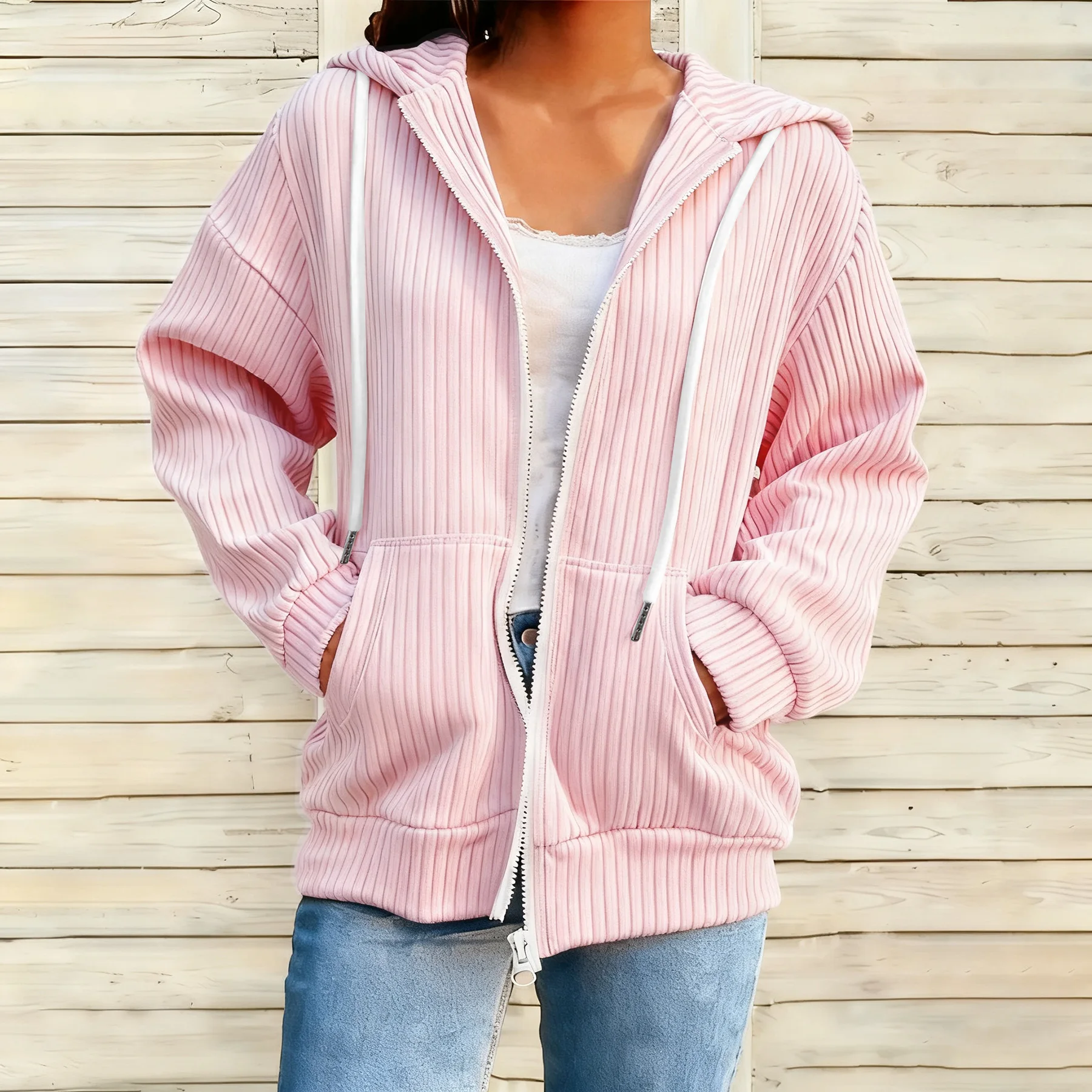 2026 الأزياء الأوروبية والأمريكية للسيدات الترفيه حفرة شريطية الرمز البريدي هوديي #2