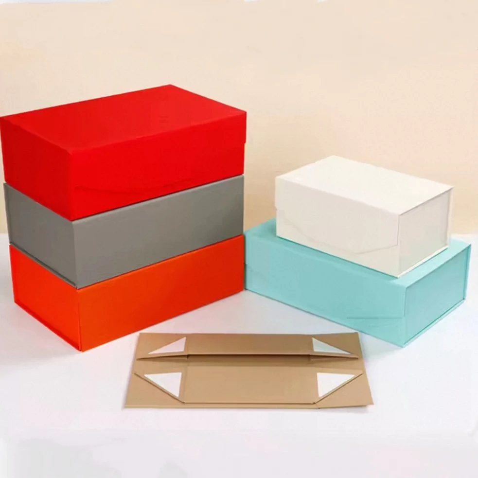 37cm*30cm*12.5cm Magnetic Lid Box Foldable Ribbon Packing Boxes Color Gift Box for Presents Birthday Valentines Christmas 6