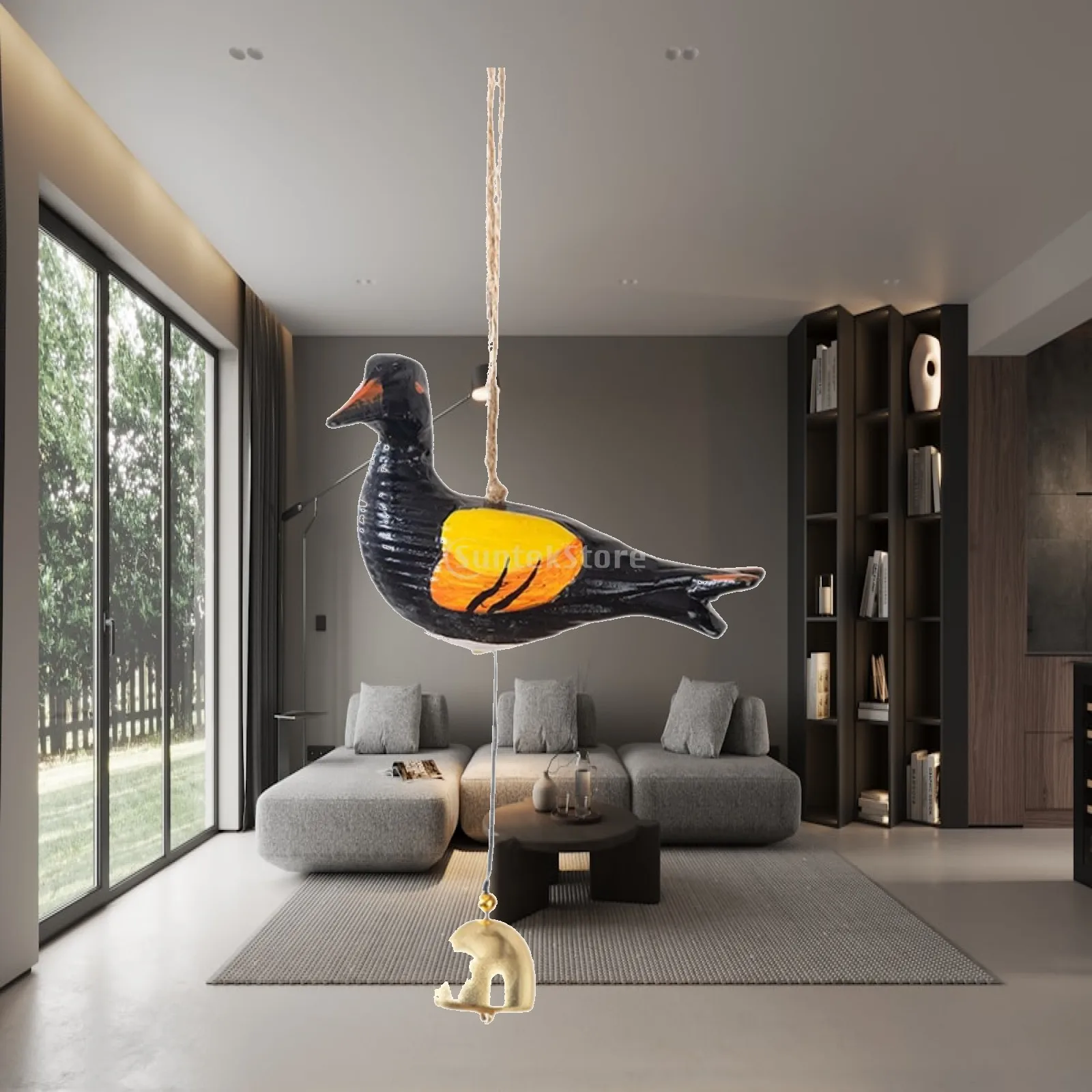 Wind Chime Bird Shape Pleasant Sound Wall Hanging Decoration Art Deco for Balcony Porch Home