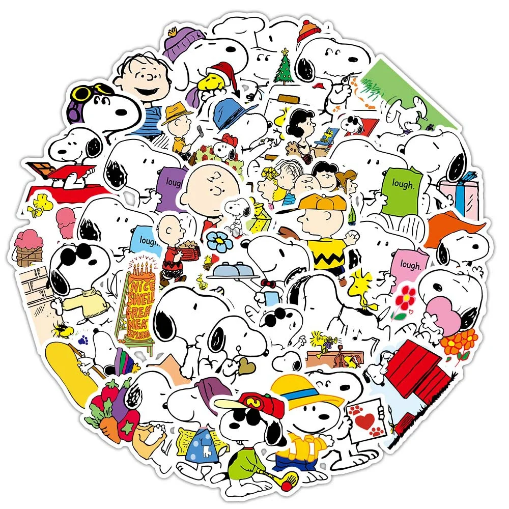100pcs Cartoon Cute Snoopy Stickers PVC Material Personalized DIY Mobile Phone And Water Cup Waterproof Children's Cute Stickers