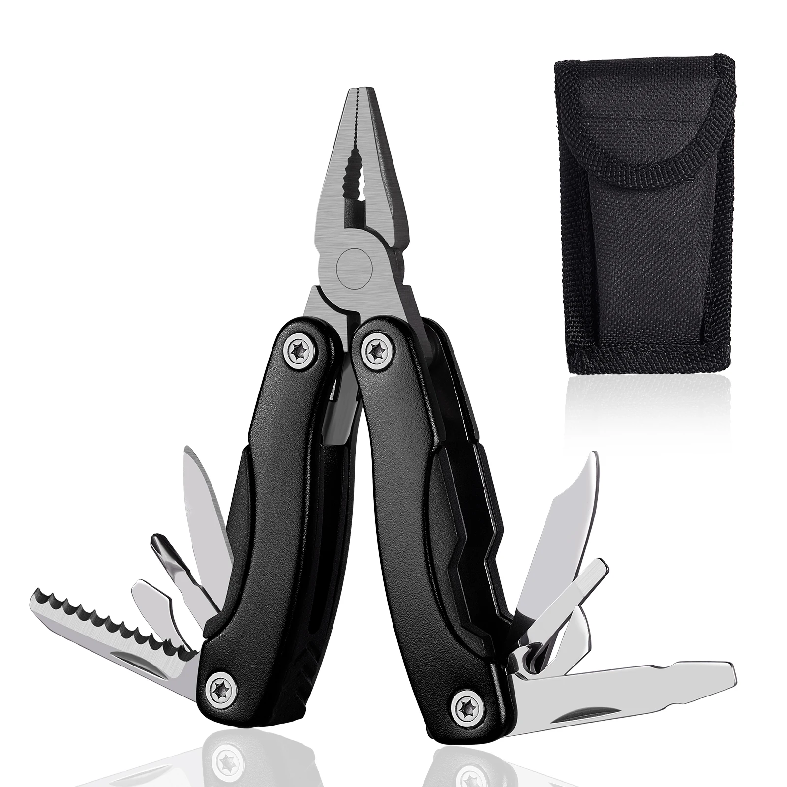 Portable Pocket Multitool Pliers Knife Screwdriver Hand Tool for Outdoor Survival Camping Hunting and Hiking with Nylon Sheath