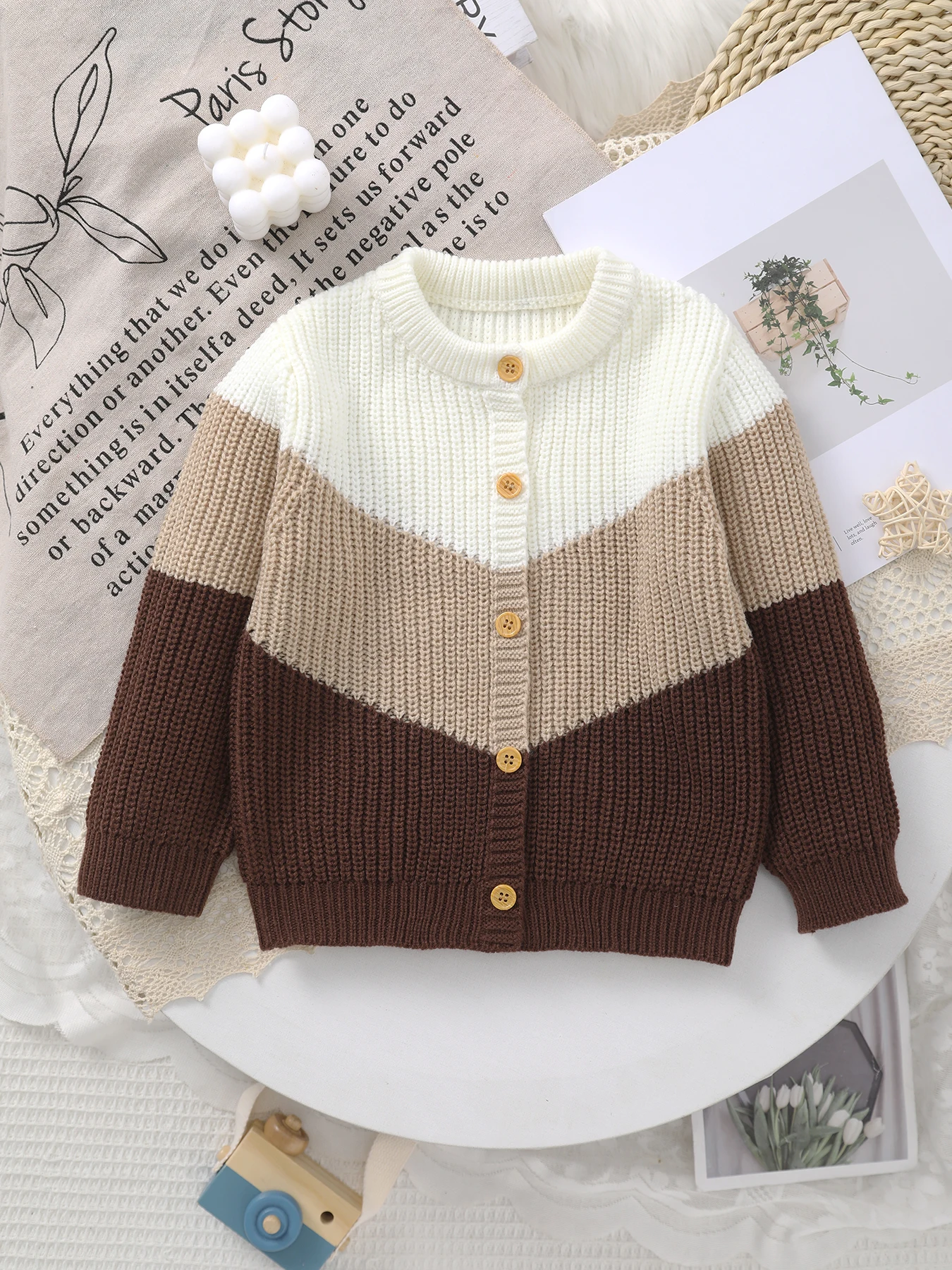 2026 Hot-Selling Autumn and Winter New Casual Infant and Toddler Knitted Color-Blocking Sweater for Girls