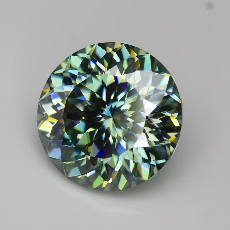 Peacock Blue Round 100 Faces Cut Moissanite Loose Gemstones Russian Bird's Nest Cut Pass Diamond Tester with GRA Certificate