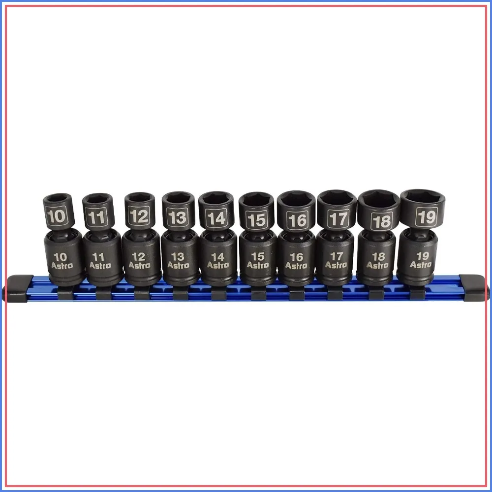 10-Piece 3/8 Inch Drive Nano Pinless Universal Impact Socket Set, Metric, Black