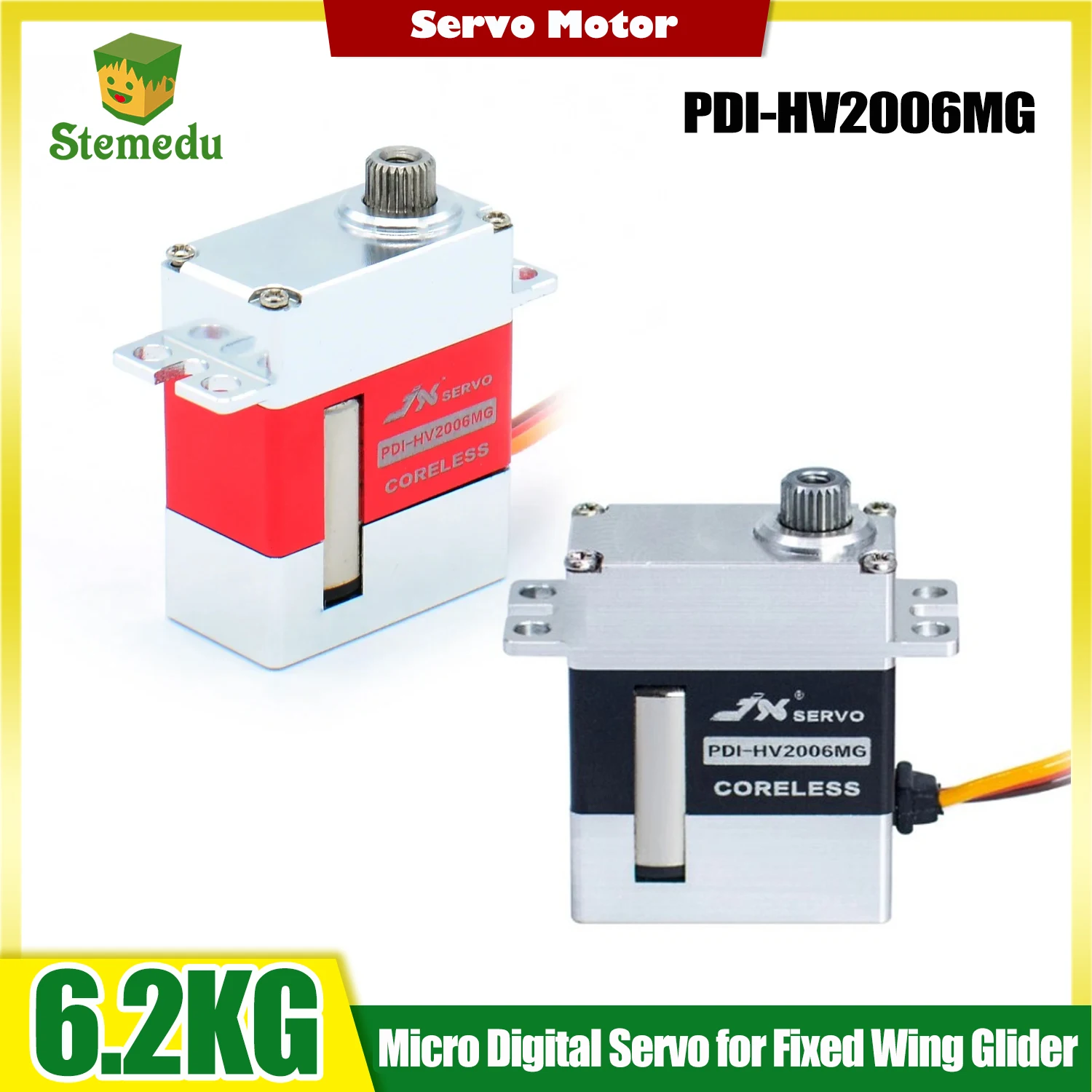 

Новый сервопривод JX PDI-HV2006MG 6,2 кг с металлической шестерней, полный цифровой сервопривод с ЧПУ без сердечника для радиоуправляемого планера 500-класса Heli Tail и перекоса