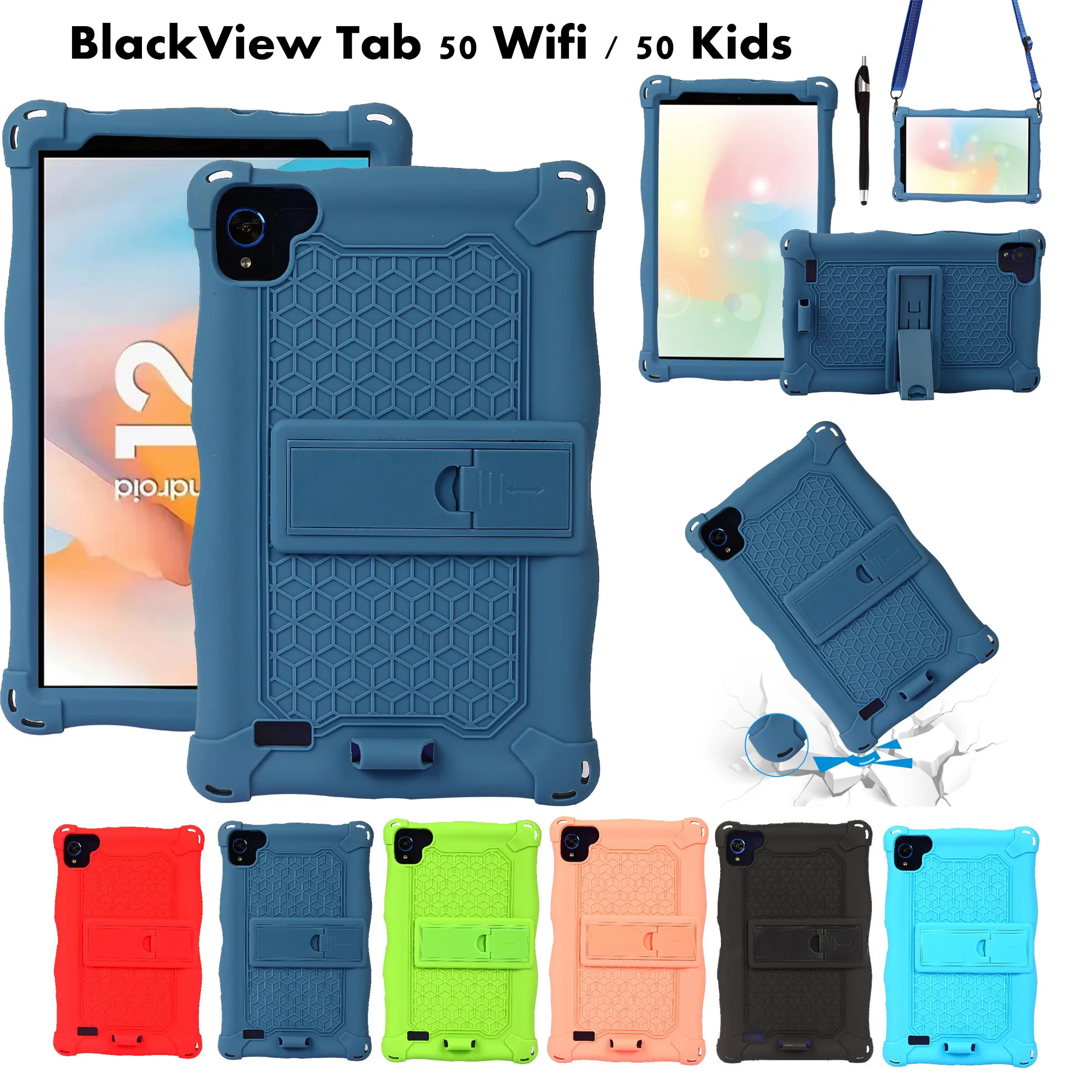 

Silicon Drop Resistant Case for BlackView Tab 50 Wifi 8.0" Anti-fall Cover BlackView Tab50 Kids Soft Stand Shockproof Casing