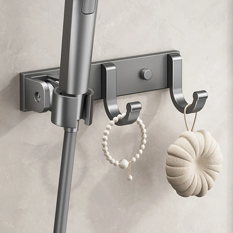 Shower Head Holder No-Drill Shower Head Mounting Base Bathroom Accessories Toilet Spray Gun Holder Clothes And Towel Rack
